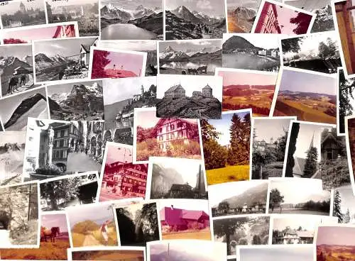 Lot of 50 photos Europe all identified places travel tourism Burgdorf  Grindelwald Lauterbrunnen Lugano Marcote 1960s