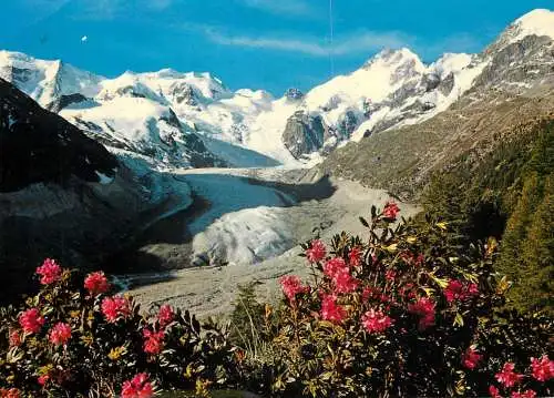 Switzerland Oberengadin Morteratschgletscher mit Berninagruppe