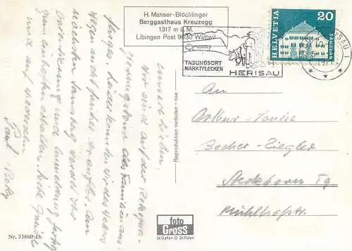 Switzerland H. Manser Blochlinger Berggasthaus Kreuzegg