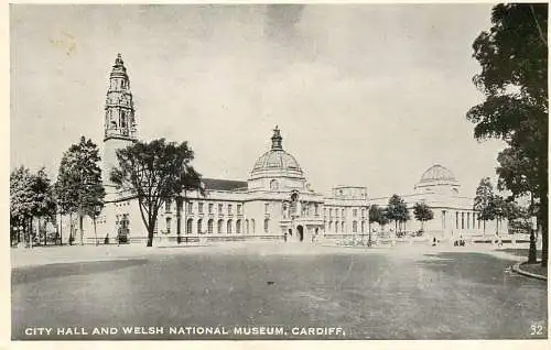 United Kingdom Wales Cardiff city hall and Welsh national museum