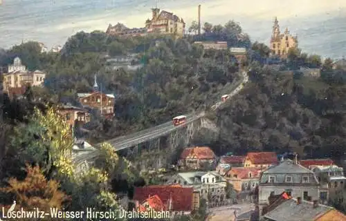 Germany postcard Loschwitz Weisser Hirsch Drahtseilbahn
