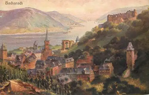 Germany postcard Bacharach mit ruine Stahleck