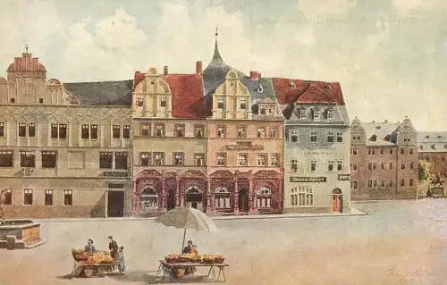 Germany postcard Weimar markt mit Lucas Cranach Haus