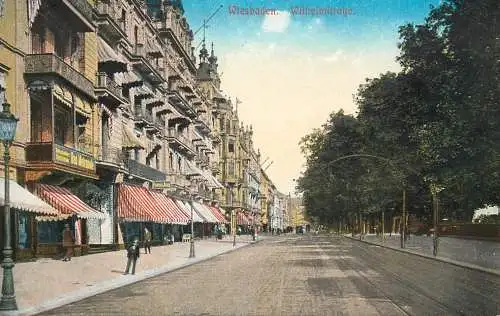 Germany postcard Wiesbaden Wilhelmstrasse