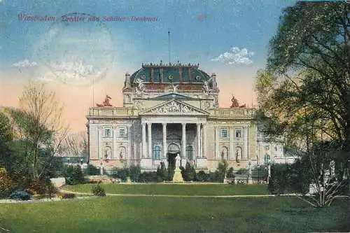 Germany postcard Wiesbaden theater