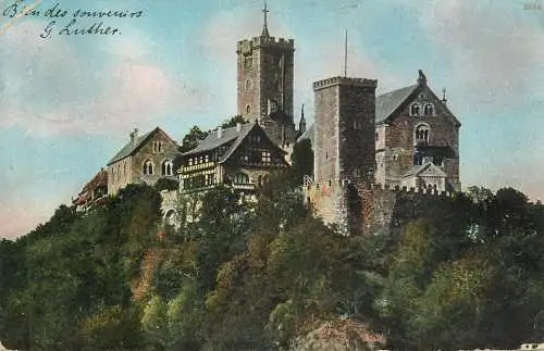 Germany postcard G. Luther church die Warburg