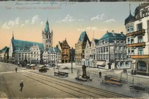 Germany postcard Trier Hauptmarkt mit Gangolphskirche