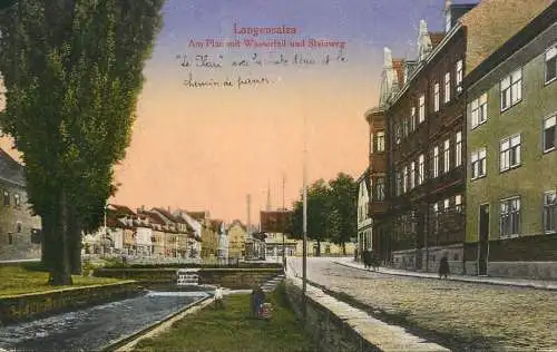 Germany postcard Langensalza am plan mit wasserfall und Steinweg