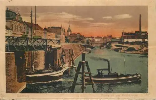 Germany postcard Duisburg partie an der Drehbrucke steam boat