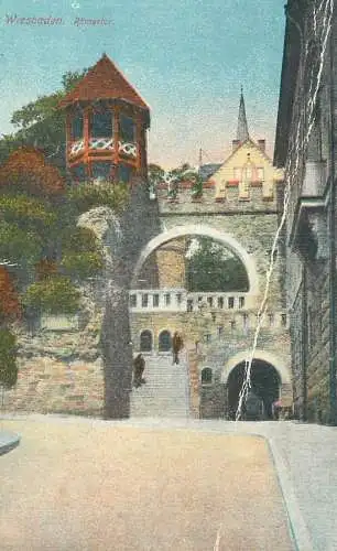 Germany postcard Wiesbaden Romertor