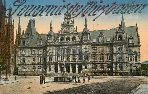 Germany postcard Wiesbaden fountain