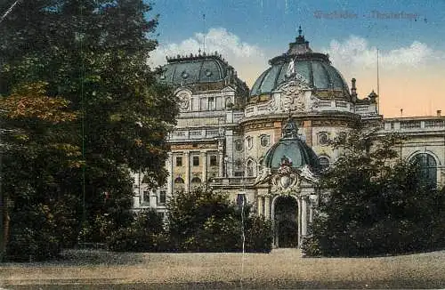 Germany postcard Wiesbaden theater