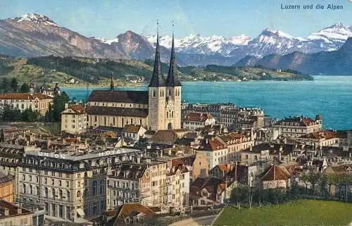Switzerland postcard Luzern und die Alpen