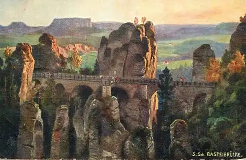 Switzerland postcard S. Sch Basteibrucke