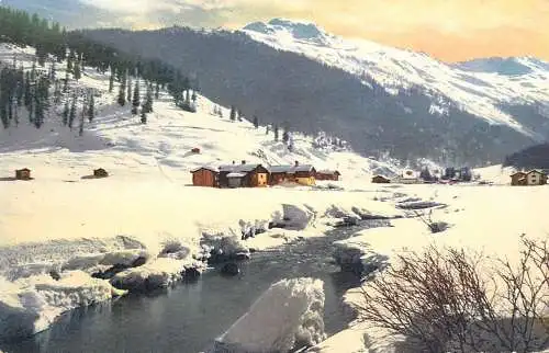 Switzerland postcard winter scene with cottages
