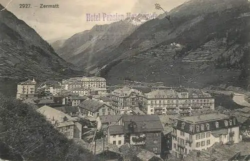 Switzerland postcard Zermatt Hotel Pension