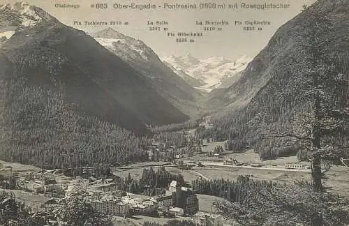 Switzerland postcard Ober Engadin Pontresina mit Roseggletscher