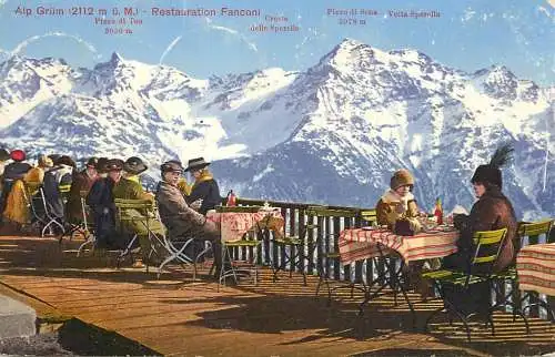 Switzerland postcard Alp Grum restauration Fanconi