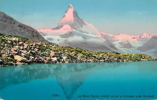Switzerland postcard Le Mont Cervin et la Grunses pres Zermatt