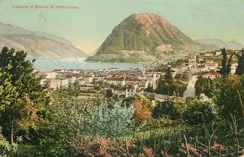 Switzerland postcard Lugano e Monte S. Salvatore