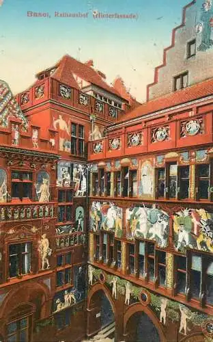 Switzerland postcard Basel Rathaushof