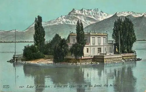 Switzerland postcard Lac Leman l'Ile de Clarens et la Dent du Midi