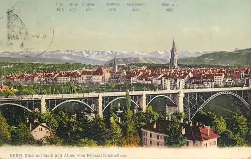 Switzerland postcard Bern blick auf stadt und alpen vom Kursaal Schanzli