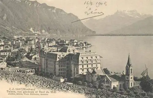 Switzerland postcard Montreux palace Dent du Midi