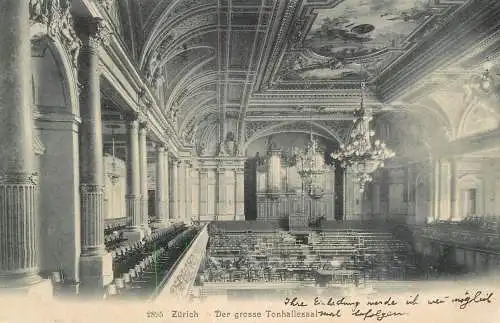 Switzerland postcard Zürich der grosse Tonhallesaal