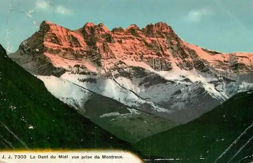 Switzerland postcard la Dent du Midi vue prise de Montreux