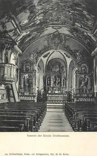 Switzerland postcard Inneres der kirche Dreibrunnen