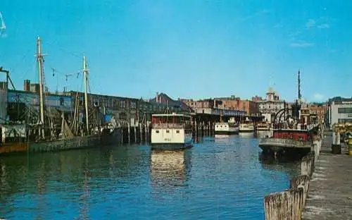USA Portland ME Custom House Wharf with Casco Bay Steamers