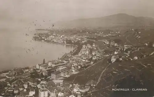 Switzerland postcard MOntreux Clarens aerial