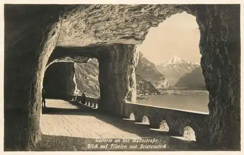 Switzerland postcard Axenstrasse mit Bristenstock