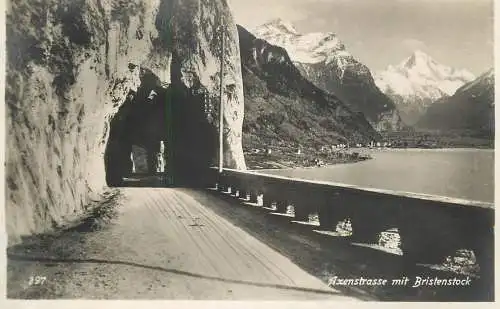 Switzerland postcard Axenstrasse mit Bristenstock