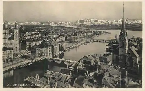 Switzerland postcard Zürich und die Alpen