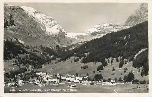 Switzerland postcard Loueche les bains et glacier de la Dala