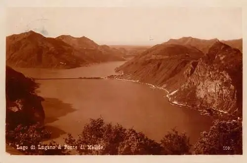 Switzerland postcard Lago di Lugano ponte di Melide