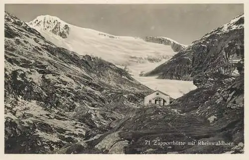 Switzerland postcard Zapporthutte mit Rheinwaldhorn