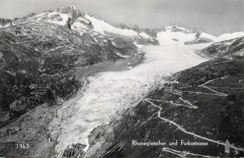 Switzerland postcard Rhonegletscher und Furkastrasse
