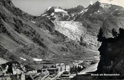 Switzerland postcard Gletsch mit Rhonegletscher