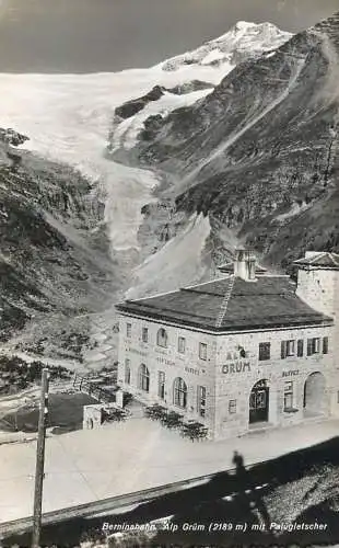 Switzerland postcard Berninabahn Alp Grum mit palugletscher