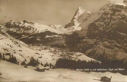 Switzerland postcard Murren mit Wetterhorn Eiger und Monch