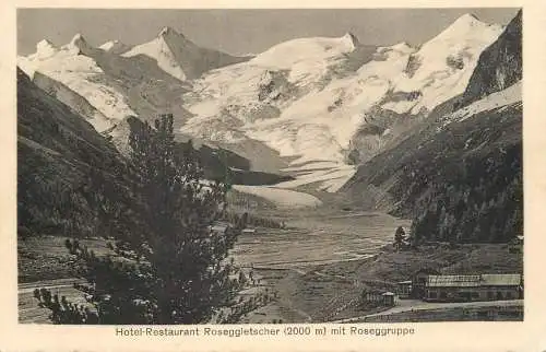 Switzerland postcard Hotel Restaurant Roseggletscher mit Roseggruppe