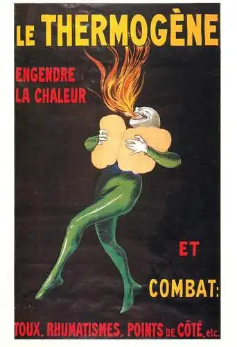 Advertising postcard Paris Grand Palais exposition Cappiello le thermogene engendre la chaleur