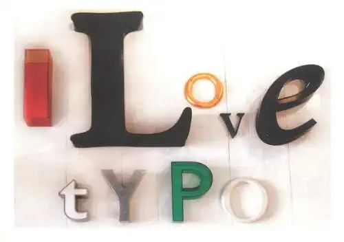 Advertising postcard vintage items presents I love typo