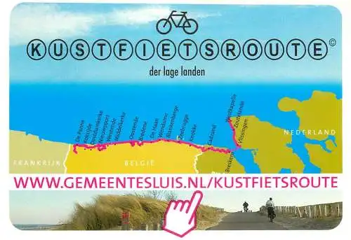 Map postcard Kustfietsroute Netherlands