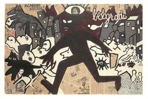 Advertising postcard ISerbia Belgrade academie Kortrijk graffity