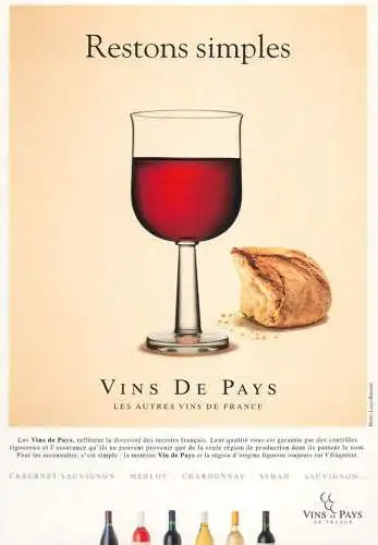 Advertising postcard wine vins de pays