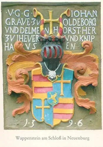 Religious postcard wappenstein am SSchloss in Neuenburg